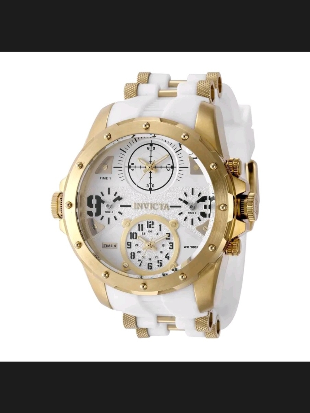 Invicta Gold and White Multi-Dial Sport Chronograph Watch 50mm